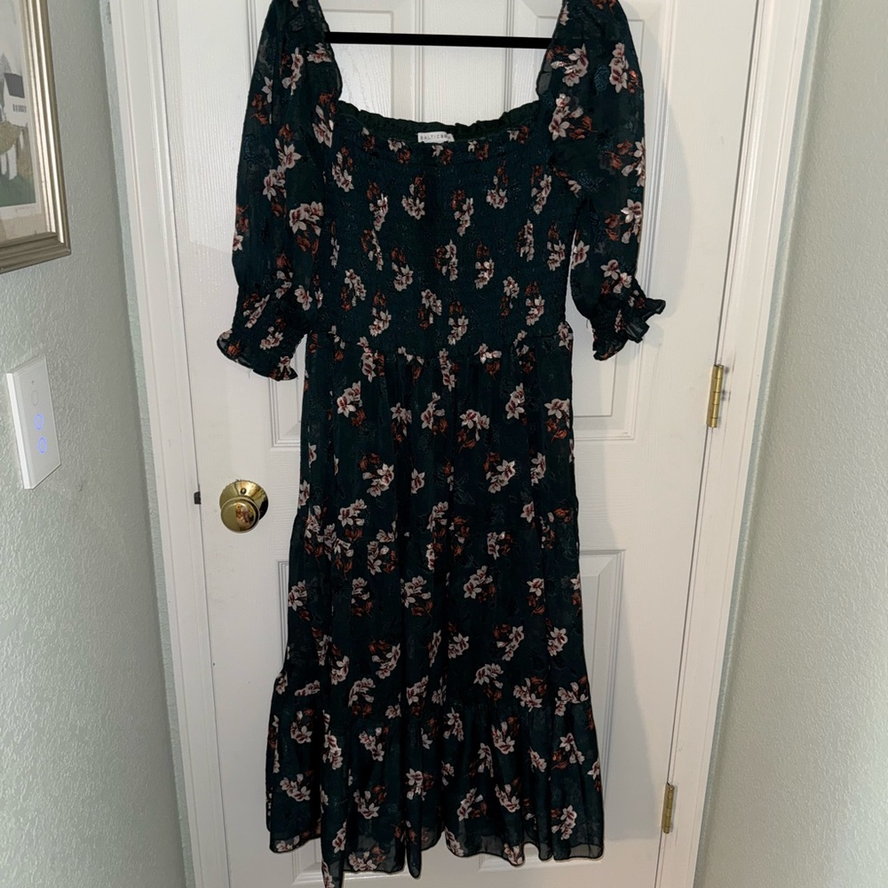 Baltic Born Dark Green Floral Midi Dress